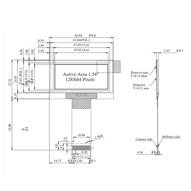 1.54 inch OLED-04 1.54 Inch OLED Display Module (128×64) SPI/I2C